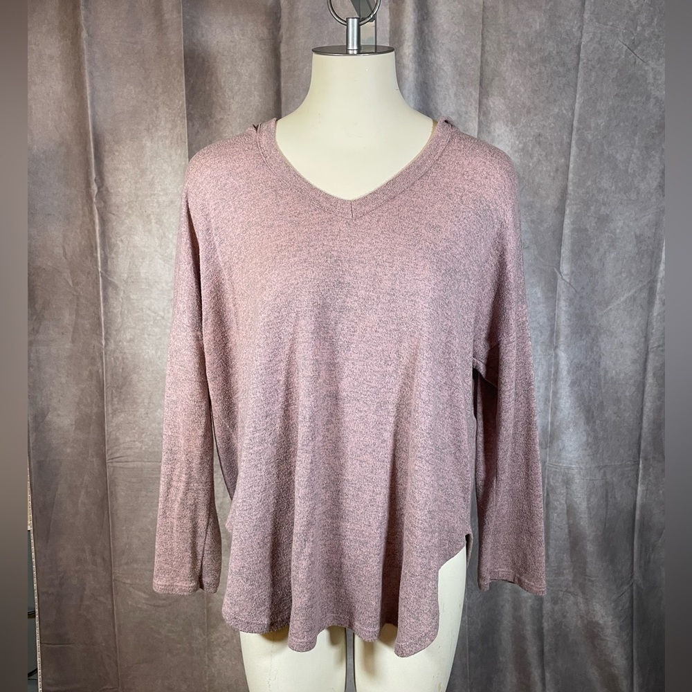 Vintage Savannah Light Pink Hooded V-Neck Long Sleeve Shirt-See Measurements